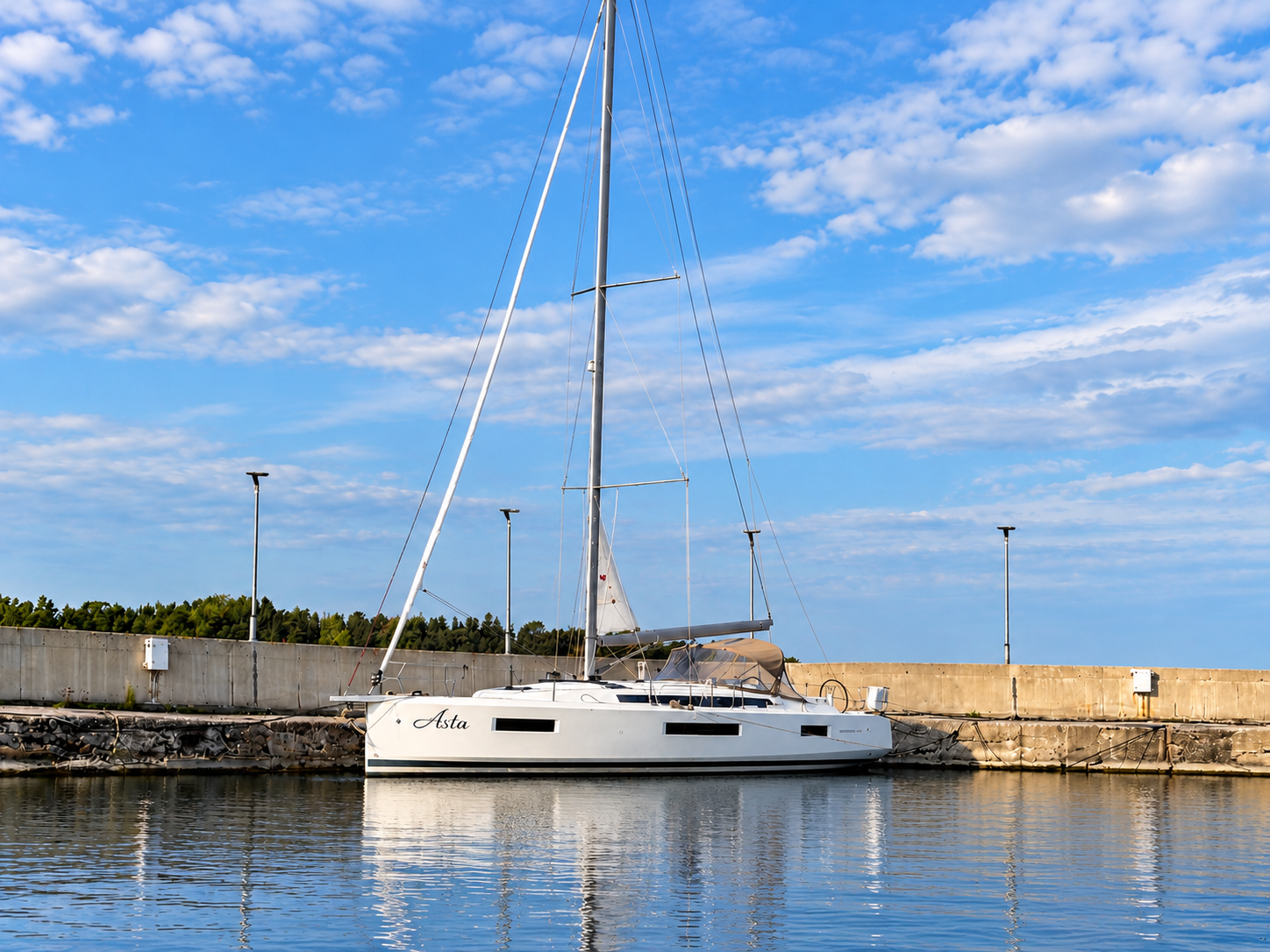 Sailing yacht Asta in the harbour